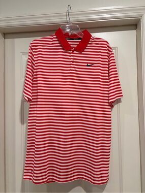 Nike Red & White Striped Men’s Polo Shirt